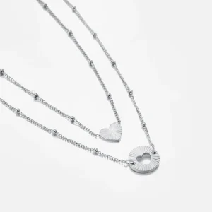 Set kettingen double love zilver