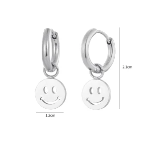 Smiley oorbellen zilver