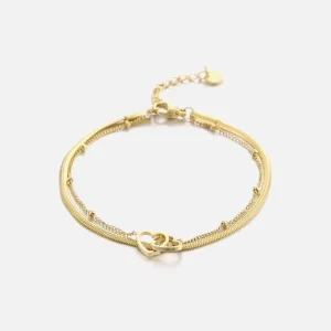 Tweelaags armband hartjes goud