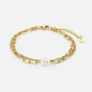 Tweelaags armband parel goud