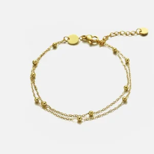 Tweelaags bolletjes armband goud