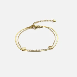 Tweelaags klaver armband goud