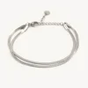 Tweelaags platte armband zilver