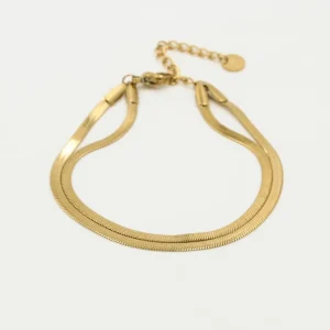 Tweelaags platte armband goud